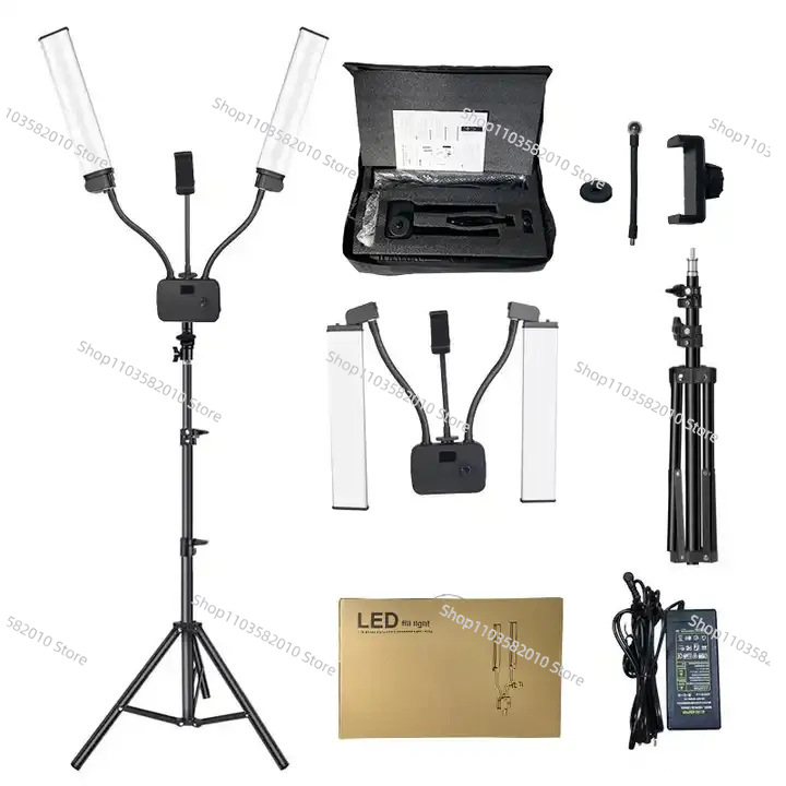 Dobrável braço duplo luz de en - Photography Lighting Youtube avaliação e preço