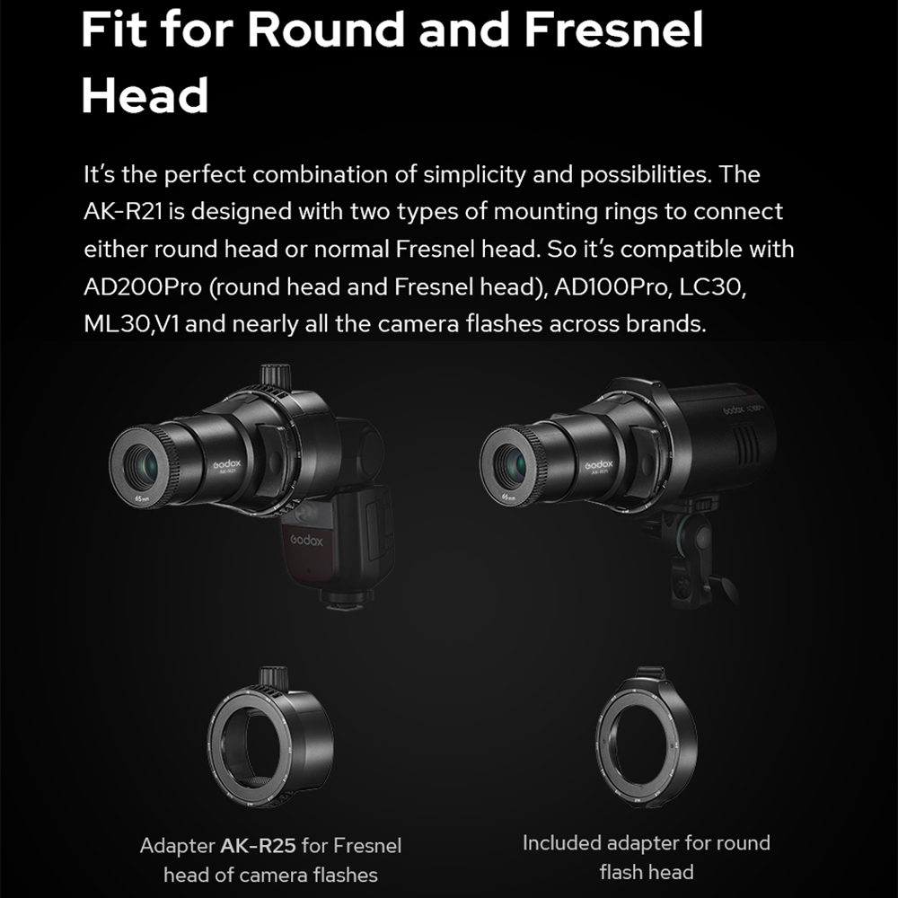 Godox AK-R21 acessório lente d - Fresnel Lens Attachment avaliação e preço